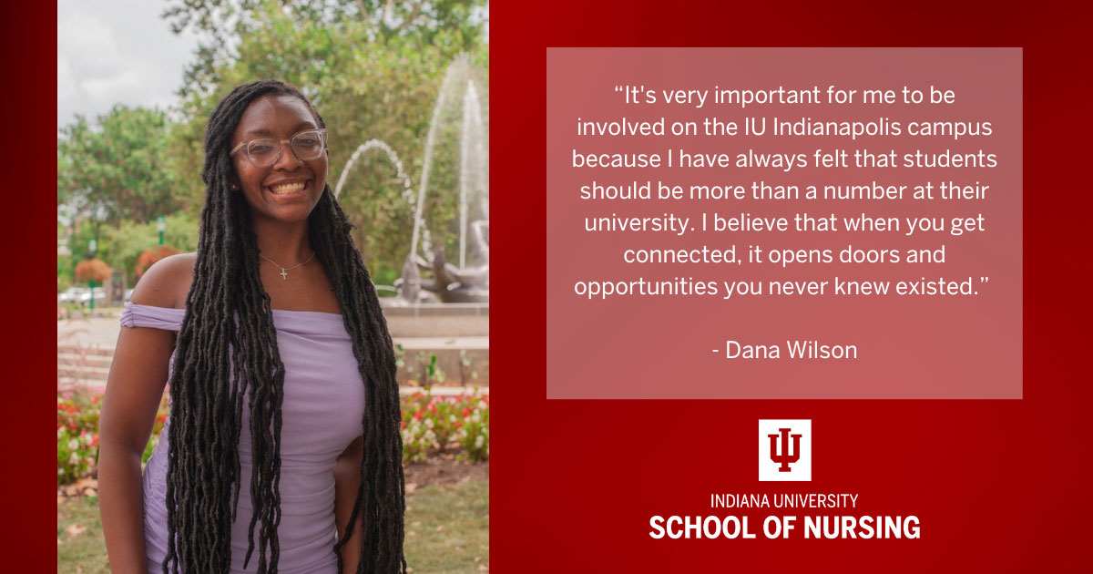 Graphic including a photo of Dana Wilson, a quote from the article, and the IU School of Nursing logo